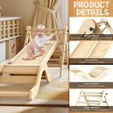 Montessori Klimrek met Glijbaan & Mat - 7-in-1 Berkenhout - 34% Korting
