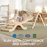 Montessori Klimrek met Glijbaan & Mat - 7-in-1 Berkenhout - 34% Korting