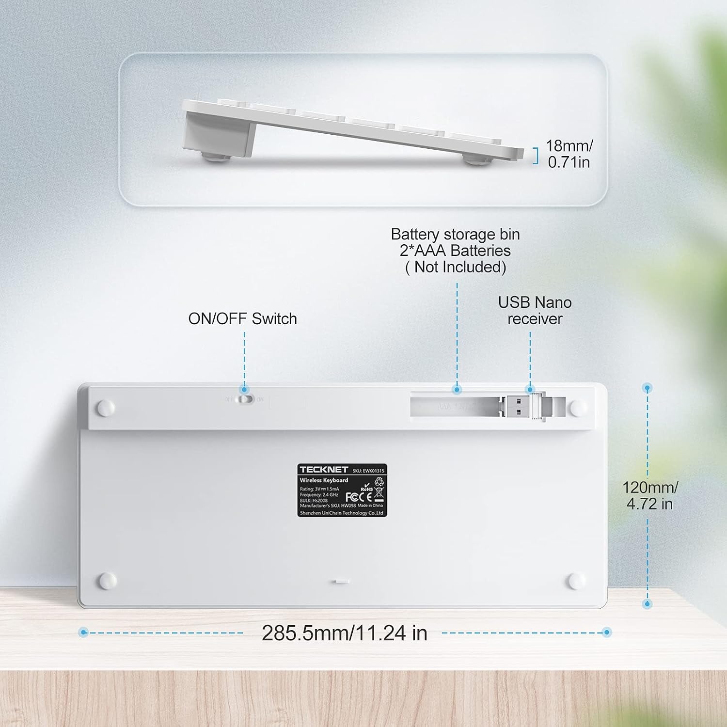 Draadloos Toetsenbord Wit QWERTY Compact & Fluisterstil (54% Korting)