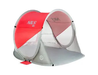 Zelfontplooiende Strandtent Rood-Grijs met Grondzeil - 50% Korting!