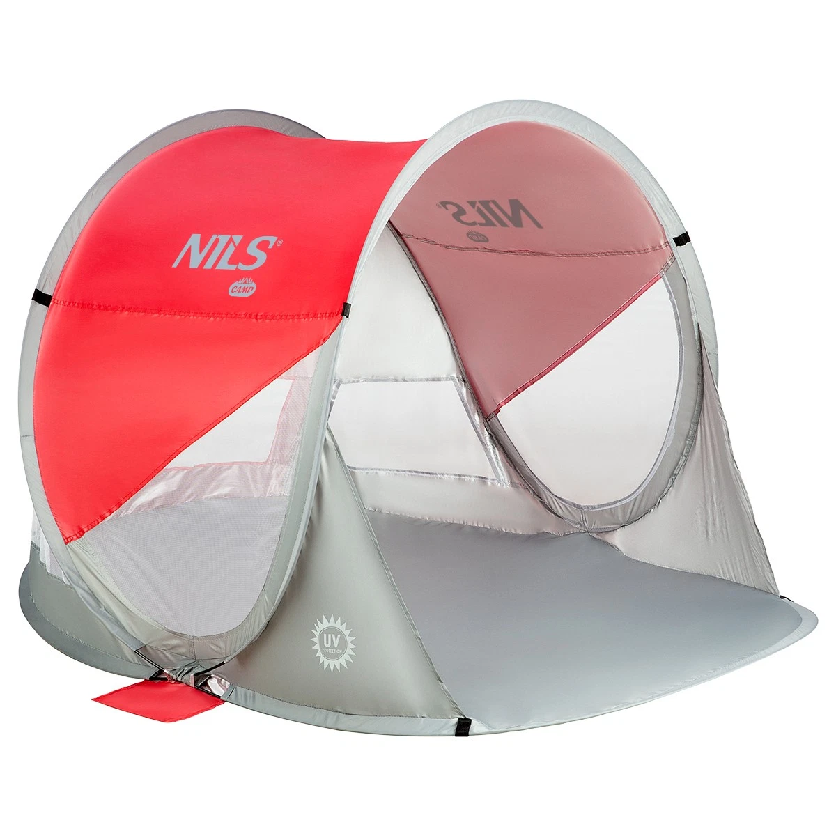 Zelfontplooiende Strandtent Rood-Grijs met Grondzeil - 50% Korting!