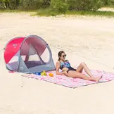 Zelfontplooiende Strandtent Rood-Grijs met Grondzeil - 50% Korting!