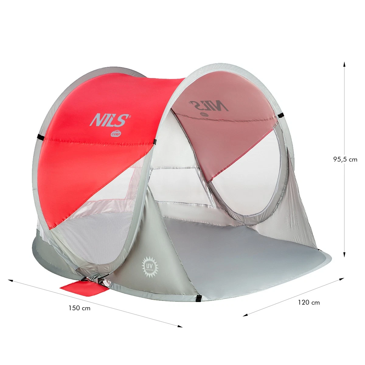 Zelfontplooiende Strandtent Rood-Grijs met Grondzeil - 50% Korting!