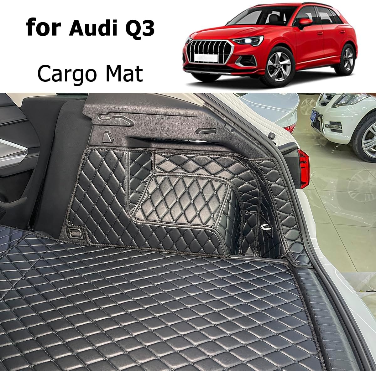 Op Maat Gemaakte Kofferbakmat Audi Q3 (2018-2025) - Kunstleer Zwart - 34% Korting