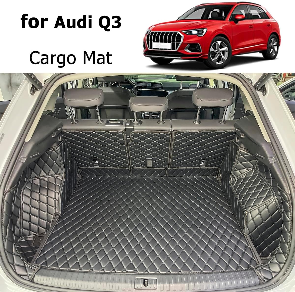 Op Maat Gemaakte Kofferbakmat Audi Q3 (2018-2025) - Kunstleer Zwart - 34% Korting