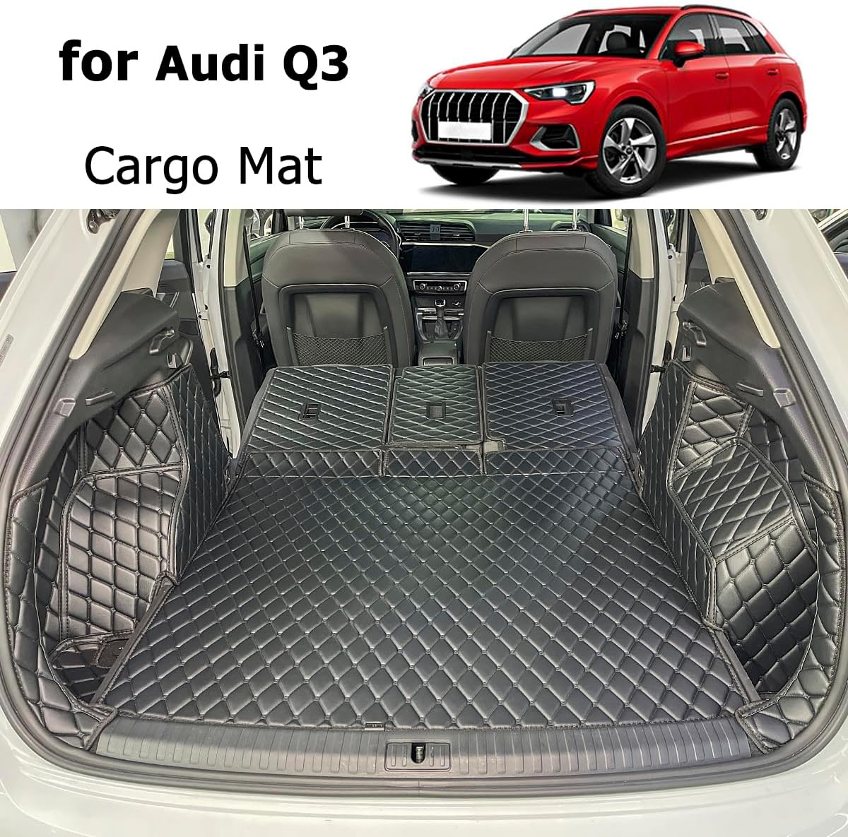 Op Maat Gemaakte Kofferbakmat Audi Q3 (2018-2025) - Kunstleer Zwart - 34% Korting