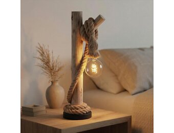 Maritieme Tafellamp Hout Touw Bruin 60 cm (34% Korting)