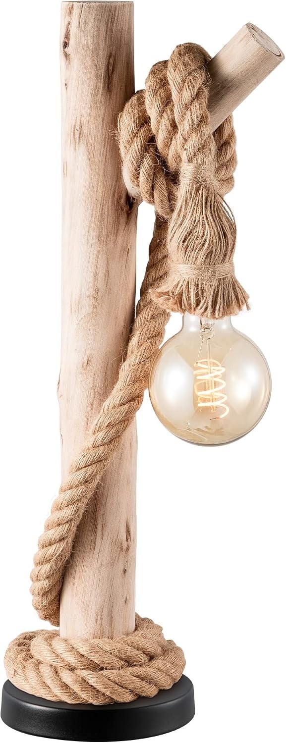 Maritieme Tafellamp Hout Touw Bruin 60 cm (34% Korting)