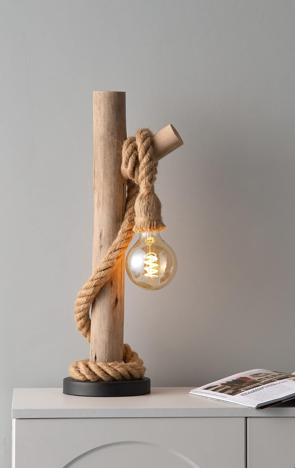 Maritieme Tafellamp Hout Touw Bruin 60 cm (34% Korting)