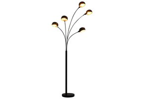 Moderne Staande Lamp 200 cm Zwart/Goud met 5 Verstelbare Lampen | 47% Korting