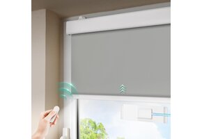 Elektrisch Verduisterend Rolgordijn 90x200cm Grijs met Zonnepaneel | 46% Korting