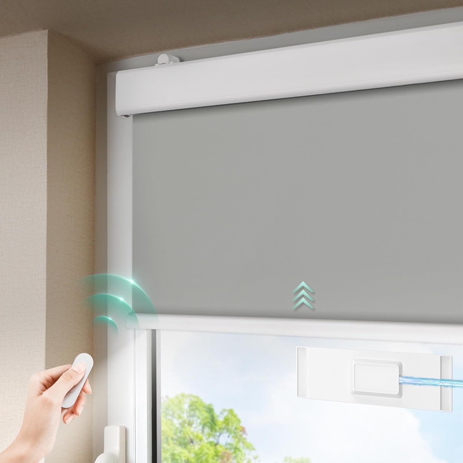 Elektrisch Rolgordijn Grijs (90x200cm) met Zonnepaneel & Afstandsbediening | -34%