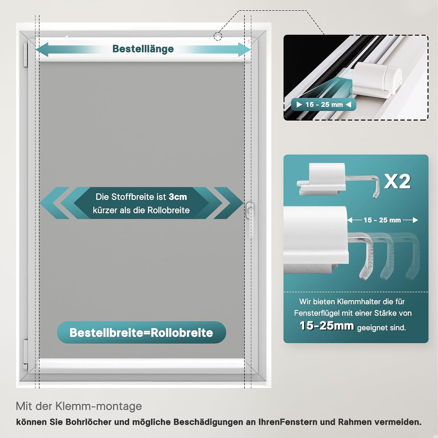 Elektrisch Rolgordijn Grijs (90x200cm) met Zonnepaneel & Afstandsbediening | -34%