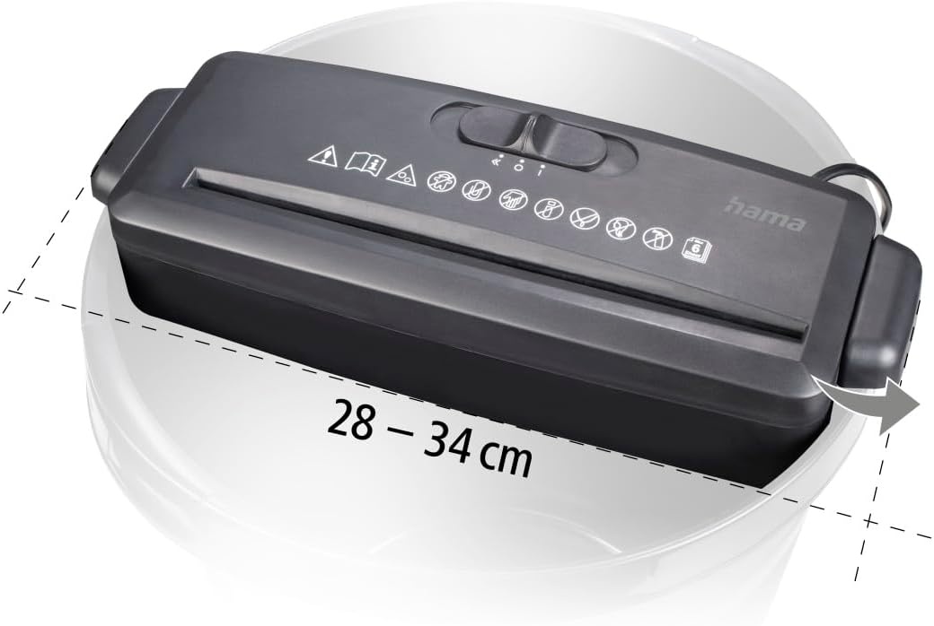 Hama Documentvernietiger „Mini S6” (documentversnipperaar 6 vellen 80 g) (80 g), papierversnipperaar, veiligheidshredder P1, 72 dB, M/A Auto, retourfunctie, retourfunctie, past op papiermanden) zwart