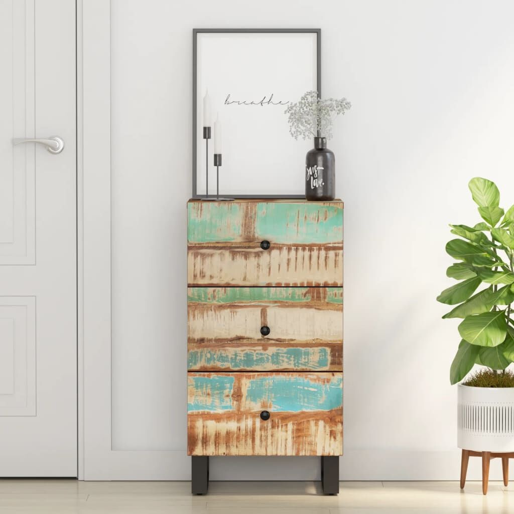 vidaXL Dressoir met 3 lades 40x33,5x75 cm massief gerecycled hout