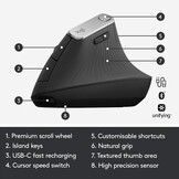 Logitech MX Vertical Ergonomische Muis - Draadloos - Zwart
