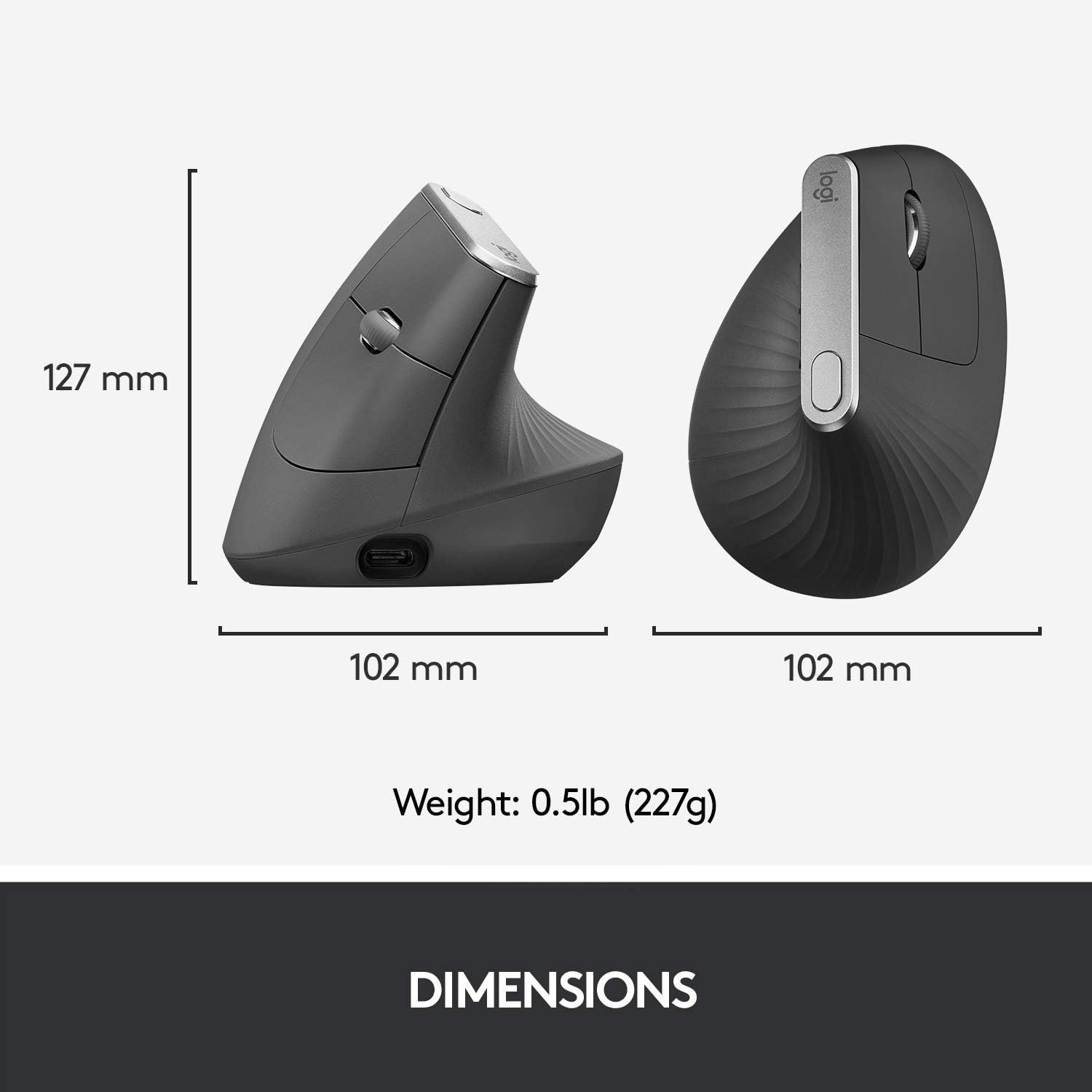 Logitech MX Vertical Ergonomische Muis - Draadloos - Zwart