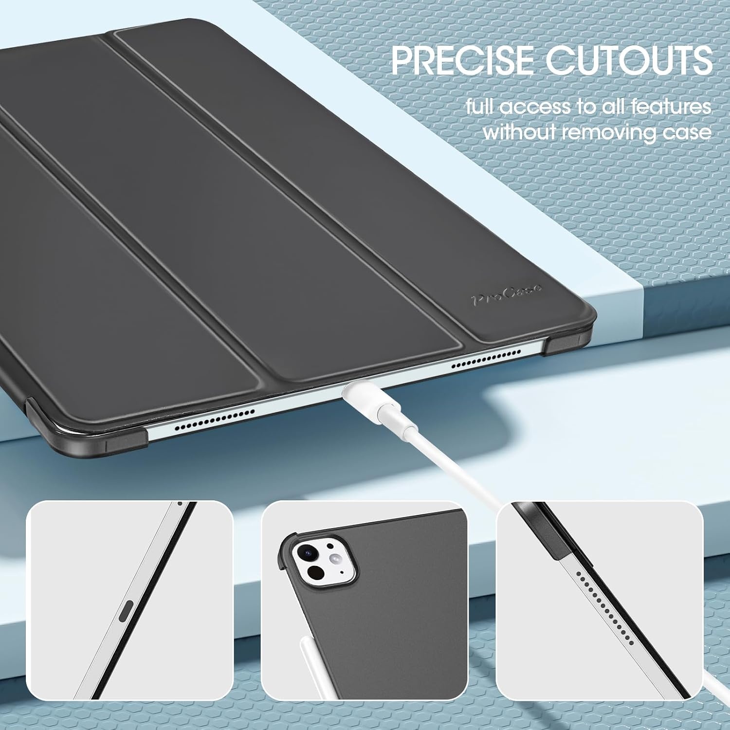 iPad Pro 13" (M4) Smart Folio Hoes - Mat Zwart - 55% Korting