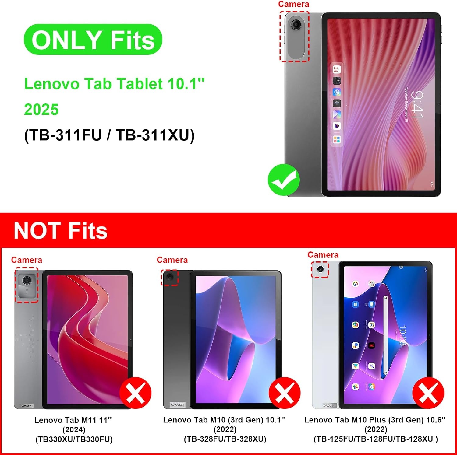 FINTIE Beschermhoes voor Lenovo Tab 10,1 inch 2025 (TB311FU, TB311XU), harde hoes, dun en licht, opvouwbaar, zwart