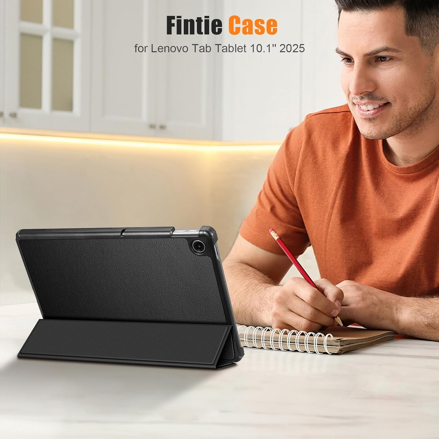 FINTIE Beschermhoes voor Lenovo Tab 10,1 inch 2025 (TB311FU, TB311XU), harde hoes, dun en licht, opvouwbaar, zwart