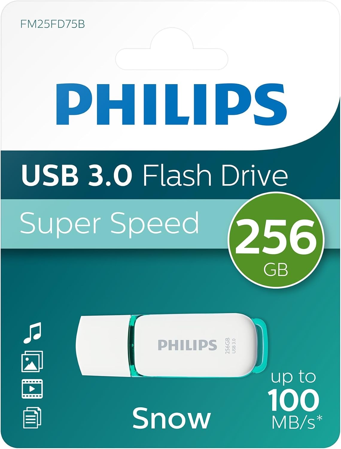 Philips Snow Edition Super Speed 3.0 USB flash drive 256 GB voor PC, laptop, computer, leessnelheid tot 100 MB/s - Maat 256 GB