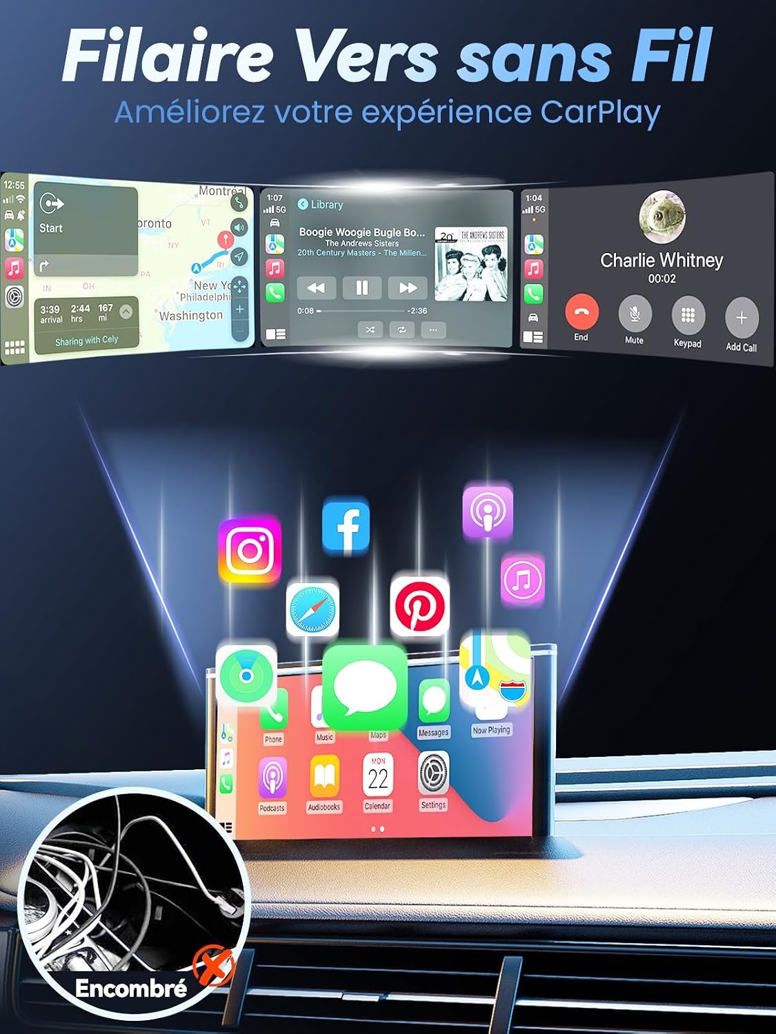 Draadloze CarPlay Adapter voor iPhone - Plug and Play - USB-A & USB-C - Grijs