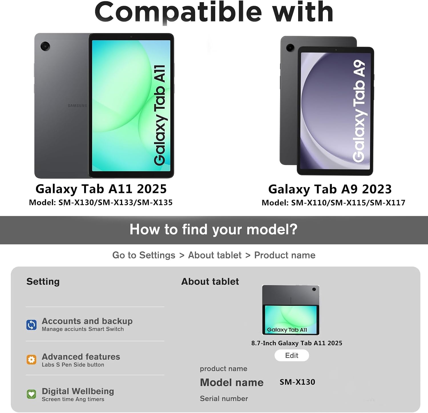 55% Korting: Paarse Tablethoes voor Samsung Galaxy Tab A9 8.7" | Lichtgewicht & Magnetische Sluiting