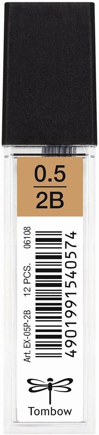 Tombow EX-03P-HB Navullingen voor vulpotlood met punt 0,3 mm, hardheid HB, 12 stuks