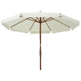 vidaXL Parasol met houten paal 330 cm zandwit