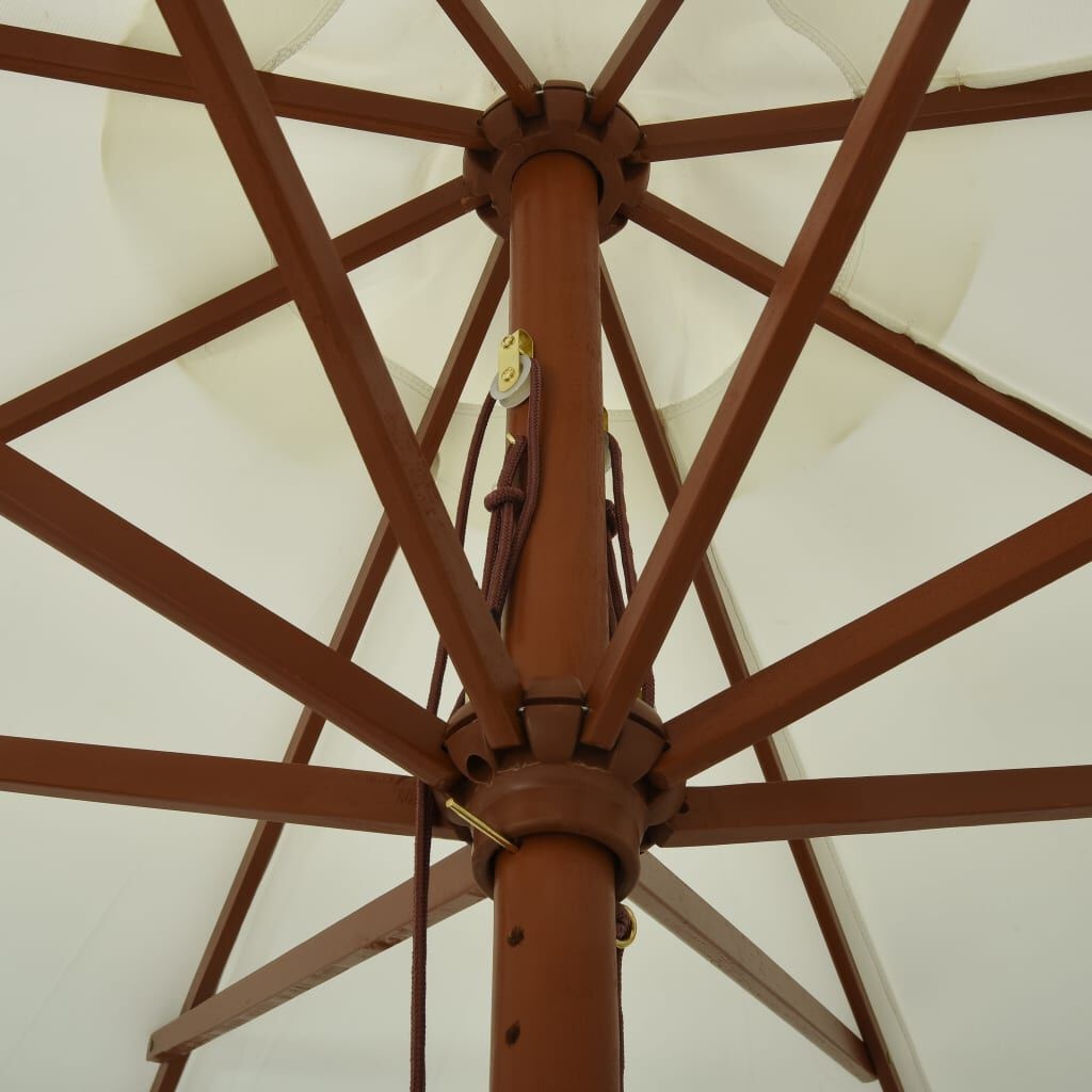 vidaXL Parasol met houten paal 330 cm zandwit