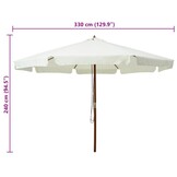 vidaXL Parasol met houten paal 330 cm zandwit