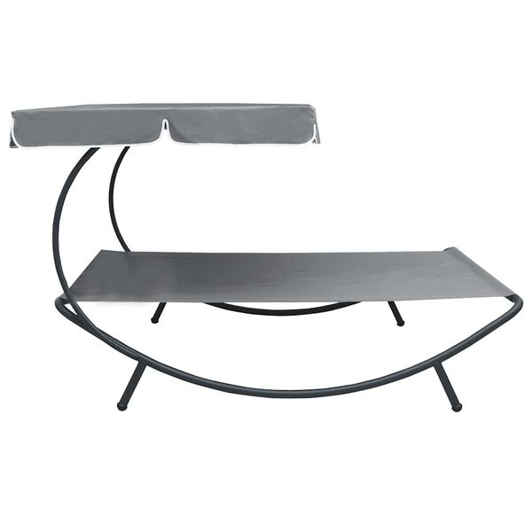 vidaXL Loungebed met luifel grijs