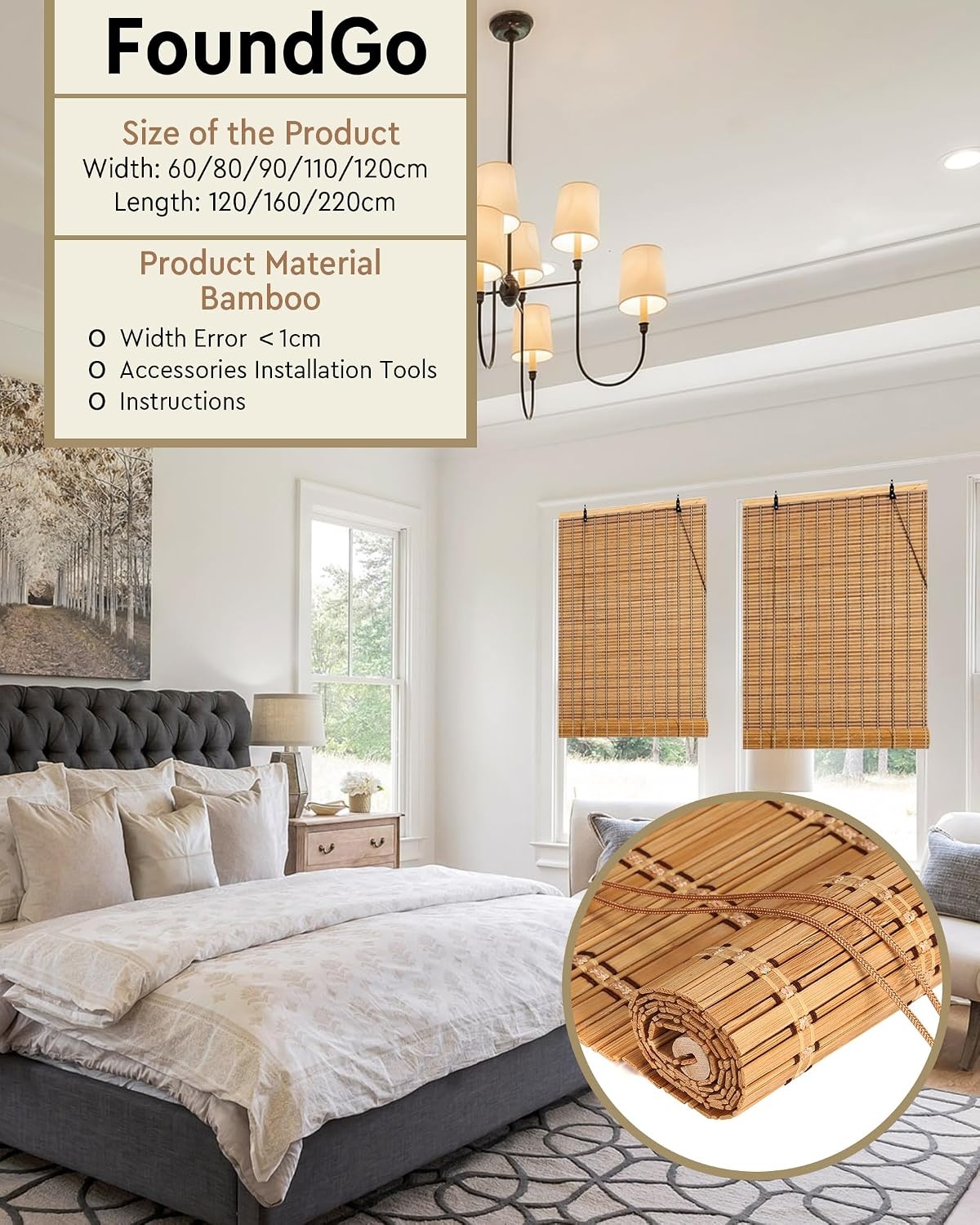 Retro Bamboe Rolgordijn Bruin 110x160 cm - 60% Korting
