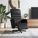 Verstelbare fauteuil met voetensteun - Kunstleer Zwart - 47% Korting!