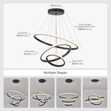 Nowoczesna Lampa Wisząca LED 45W Czarna 50CM Przyciemniana z Pilotem Regulowana Wysokość Lampa Sufitowa do Jadalni Salonu Kuchni Biura Kreatywna Wisząca Sypialni（Złota ）