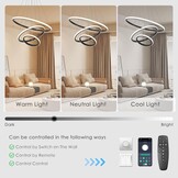 Nowoczesna Lampa Wisząca LED 45W Czarna 50CM Przyciemniana z Pilotem Regulowana Wysokość Lampa Sufitowa do Jadalni Salonu Kuchni Biura Kreatywna Wisząca Sypialni（Złota ）