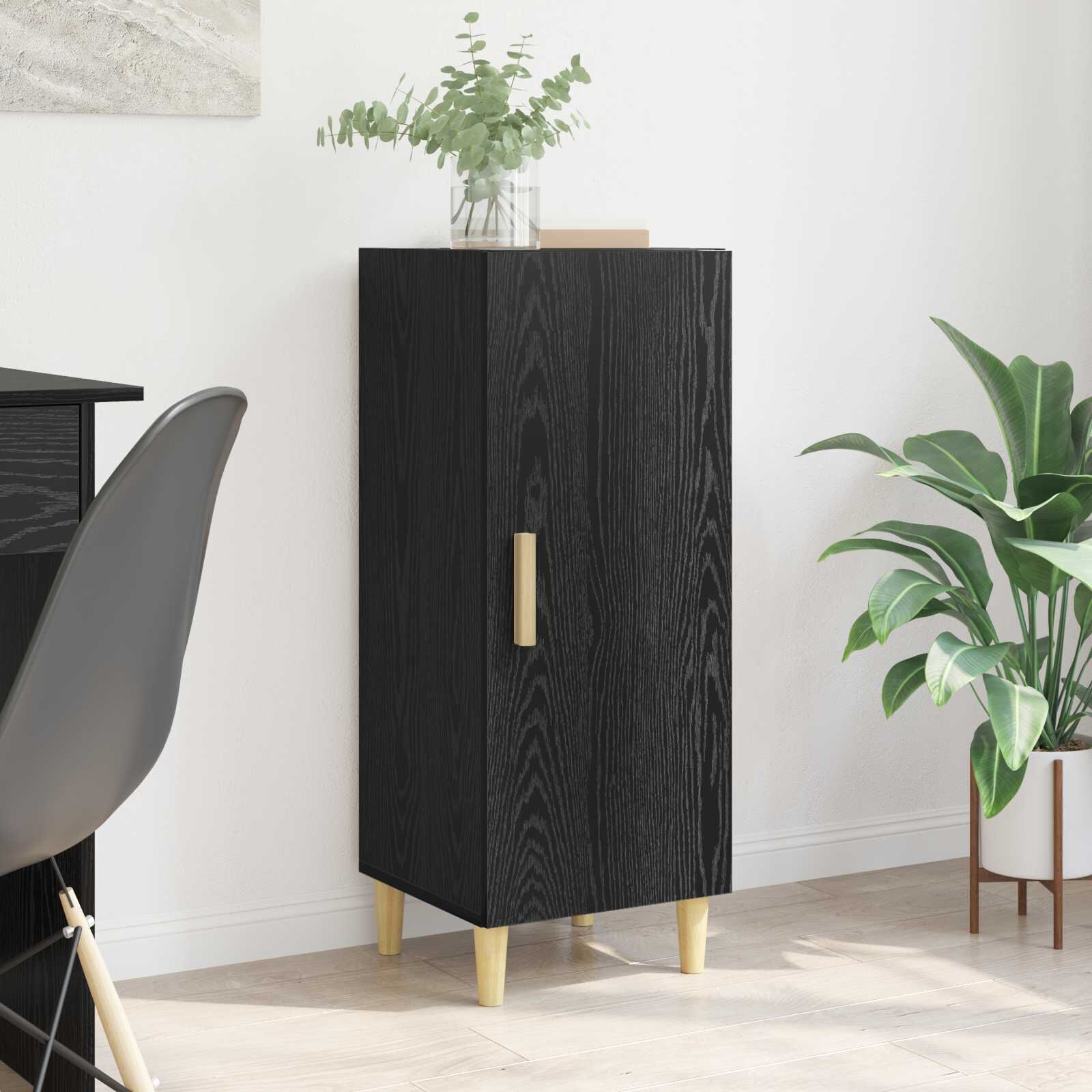 vidaXL Dressoir Zwart eiken 34.5 x 34 x 90 cm Bewerkt hout
