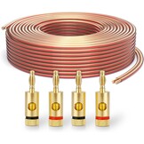 PureLink SP060-010 luidsprekerkabel 2 x 2,5mm² (99,9% OFC, massieve koperstrengen 0,20 mm) hifi boxkabel, 10m, transparant, set incl. 4 banaanstekkers