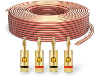 PureLink SP060-010 luidsprekerkabel 2 x 2,5mm² (99,9% OFC, massieve koperstrengen 0,20 mm) hifi boxkabel, 10m, transparant, set incl. 4 banaanstekkers