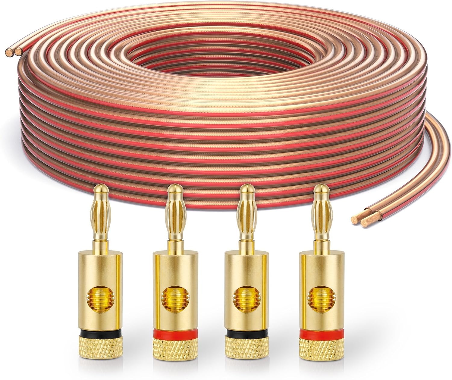 PureLink SP060-010 luidsprekerkabel 2 x 2,5mm² (99,9% OFC, massieve koperstrengen 0,20 mm) hifi boxkabel, 10m, transparant, set incl. 4 banaanstekkers