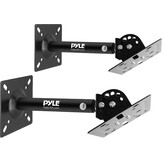 Pyle Speaker Stand, Set of 2 Wall and Ceiling Bracket - Black Speaker Monitor with Adjustable Tilt, Extendable Telescopic Arm