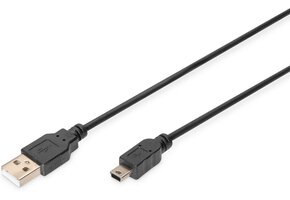 USB-A naar Mini-USB B Kabel (3m, Zwart) - 480 Mbps - 62% Korting!