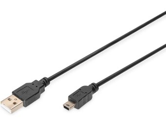 DIGITUS USB 2.0 Kabel - USB-A naar Mini-USB B - 3 meter - Zwart