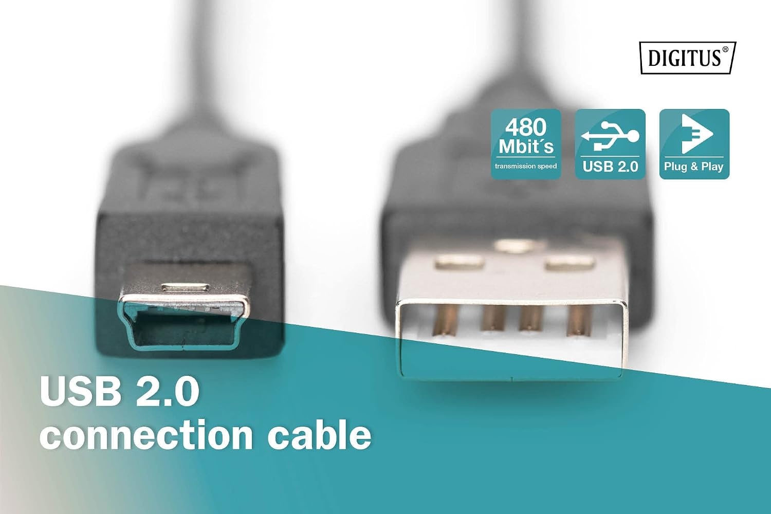 USB-A naar Mini-USB B Kabel (3m, Zwart) - 480 Mbps - 62% Korting!