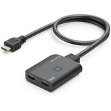 Hama HDMI splitter 4K 1 in 2 Out (4K @30Hz, adapter voor de overdracht van een HDMI-signaal naar 2 outputapparaten, bijv. beamer, beeldscherm of 2 monitoren tegelijk, 60 cm) zwart
