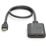 Hama HDMI splitter 4K 1 in 2 Out (4K @30Hz, adapter voor de overdracht van een HDMI-signaal naar 2 outputapparaten, bijv. beamer, beeldscherm of 2 monitoren tegelijk, 60 cm) zwart