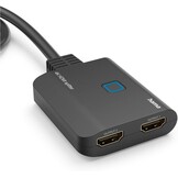 Hama HDMI splitter 4K 1 in 2 Out (4K @30Hz, adapter voor de overdracht van een HDMI-signaal naar 2 outputapparaten, bijv. beamer, beeldscherm of 2 monitoren tegelijk, 60 cm) zwart