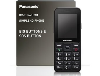 Panasonic KX-TU260EXB 4G Seniorentelefoon met Grote Knoppen en SOS-functie - Zwart, 2,4 inch