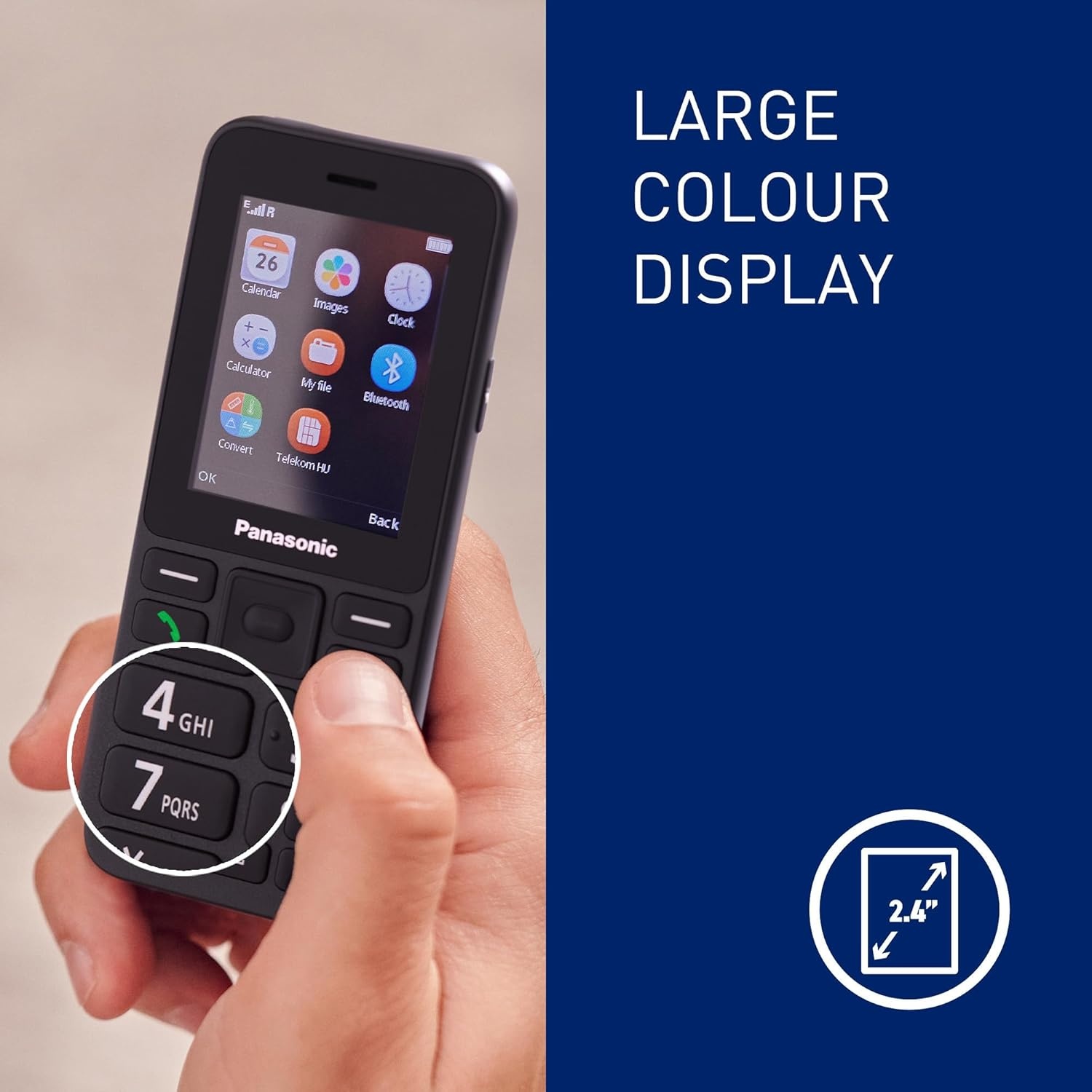 Panasonic KX-TU260EXB 4G Seniorentelefoon met Grote Knoppen en SOS-functie - Zwart, 2,4 inch