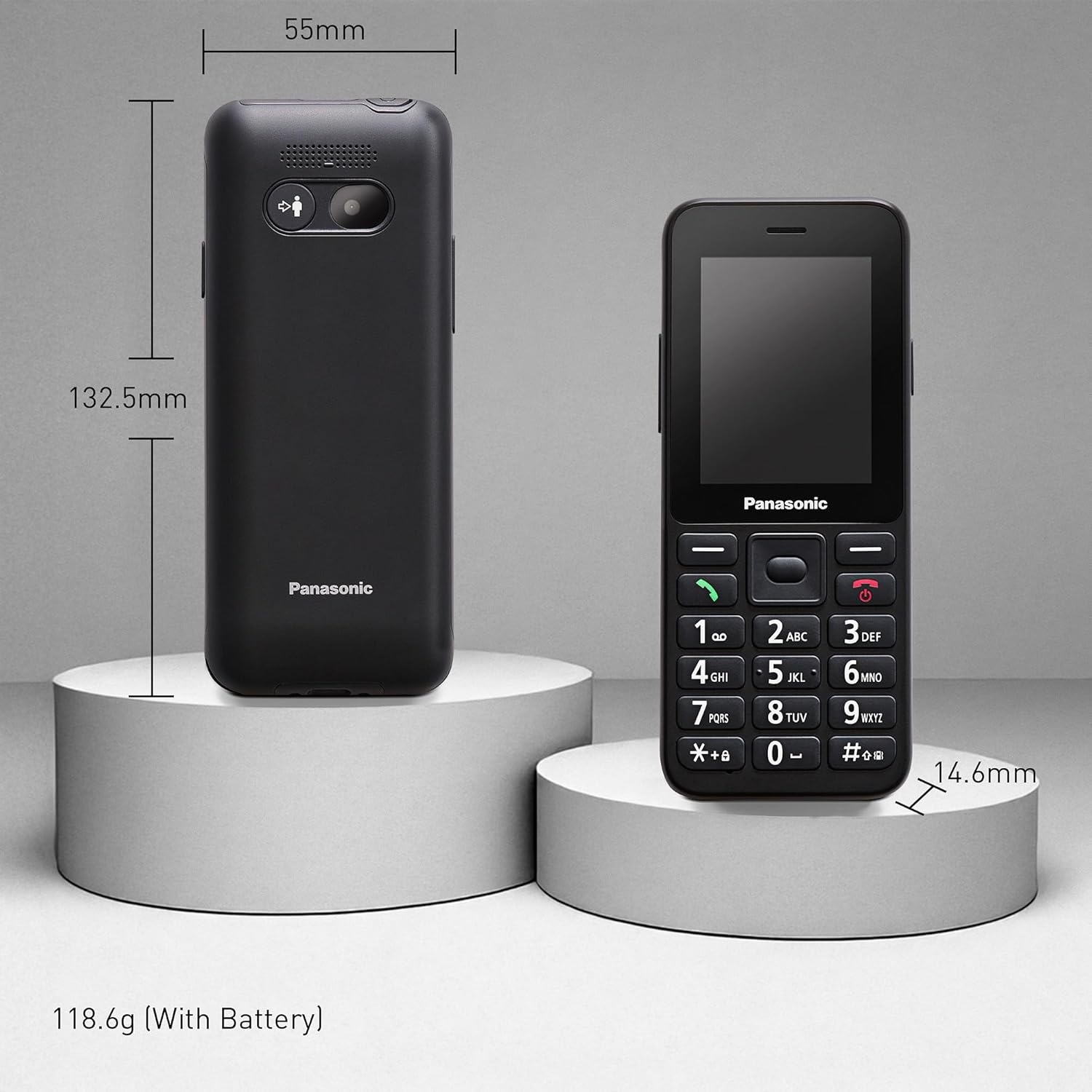 Panasonic KX-TU260EXB 4G Seniorentelefoon met Grote Knoppen en SOS-functie - Zwart, 2,4 inch